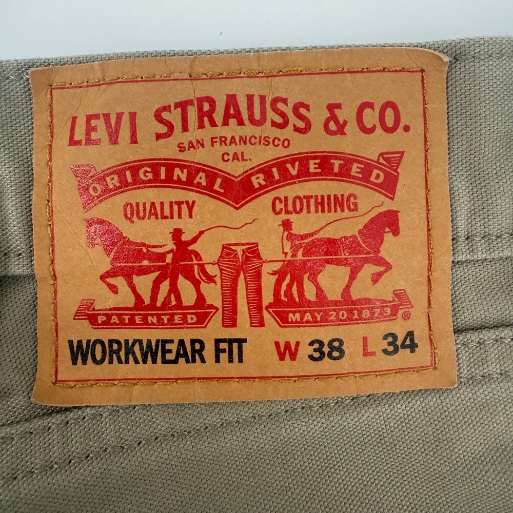 Levis Workwear Fit 541 Khaki Tan Canvas Utility‎ Pants Mens 38x34 87442-0005